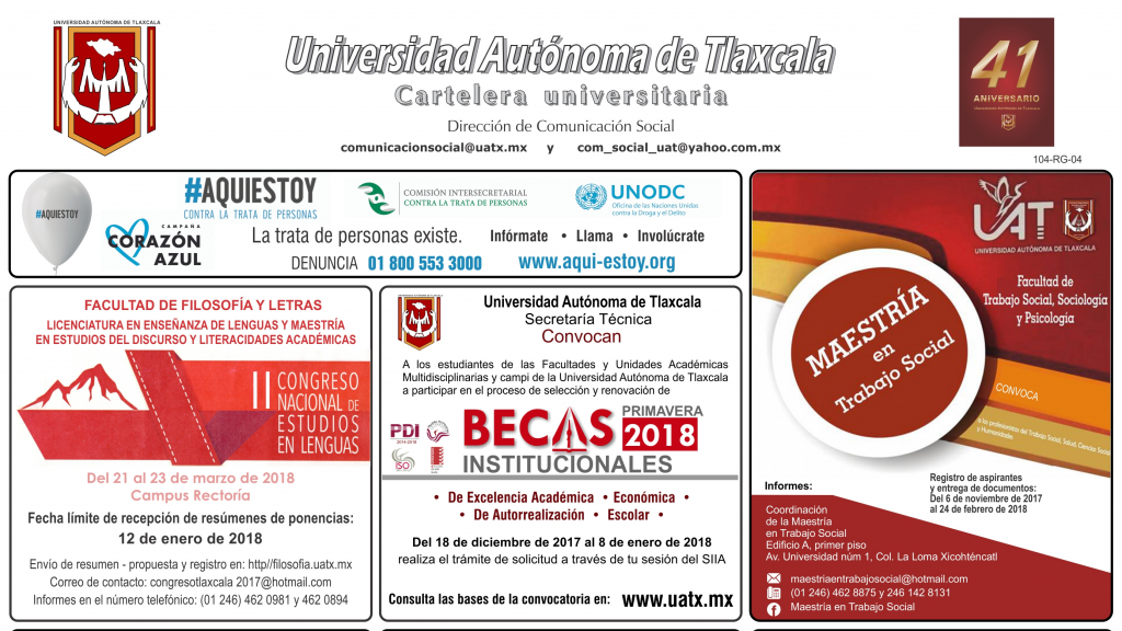 Cartelera de la Universidad Autónoma de Tlaxcala