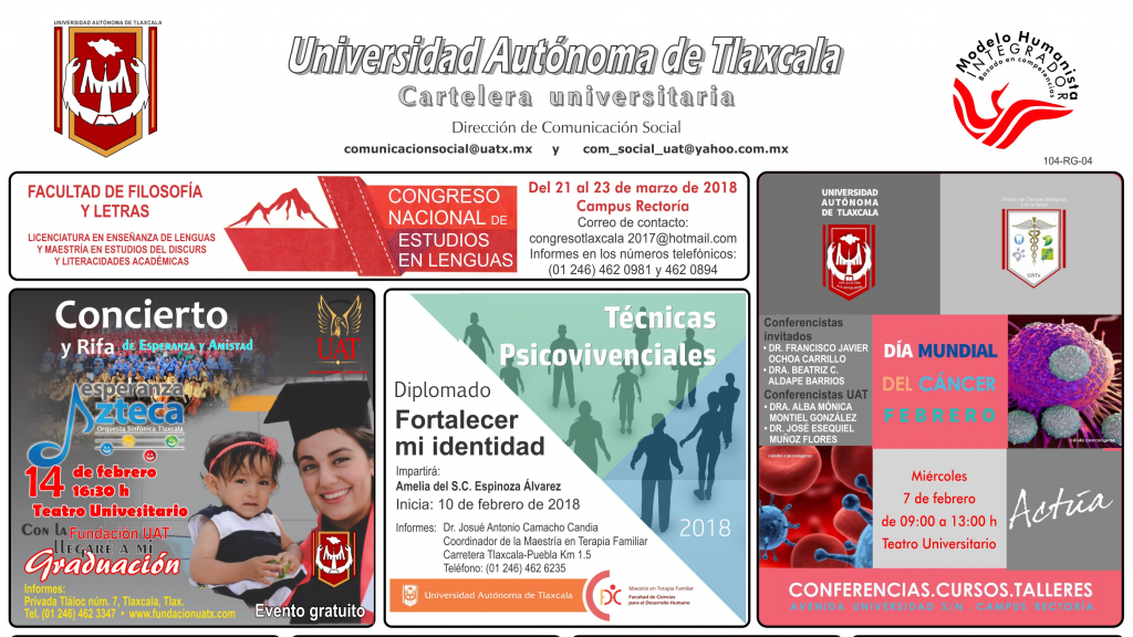 Cartelera universitaria lunes 5 de febrero de 2018