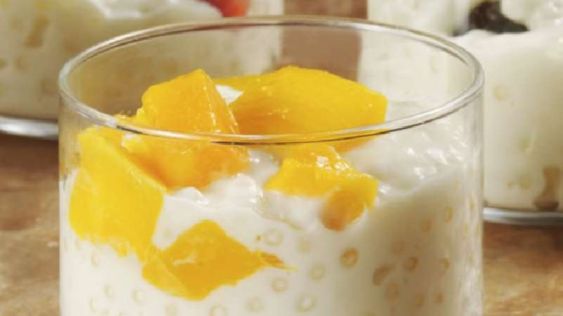 Tapioca cremosa con fruta