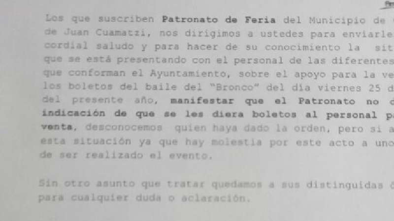 Patronato de Contla evidencia irregularidades de edil en boletos