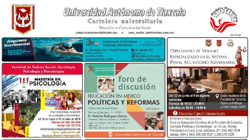 Cartelera UAT correspondiente al martes 19 de junio de 2018