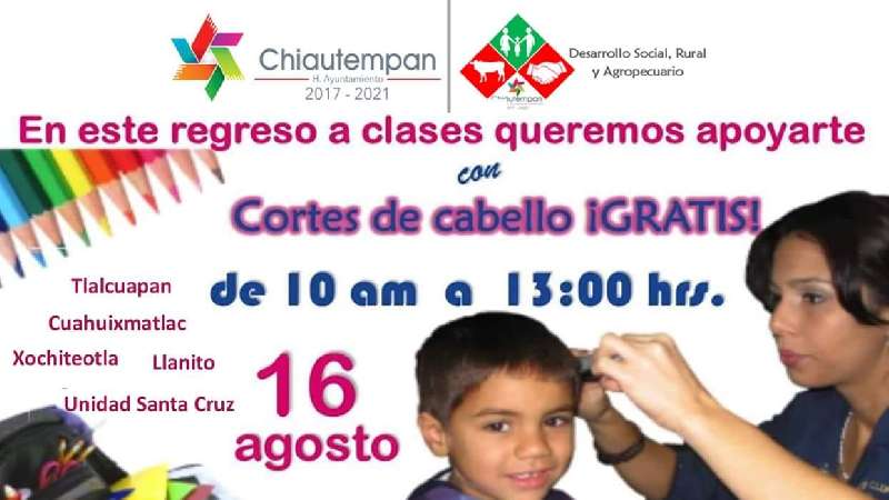 Jornada de corte de cabello para regreso a clases en Chiautempan