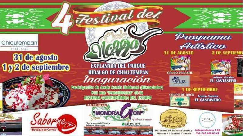 Chiautempan celebrará el cuarto festival del chile en nogada