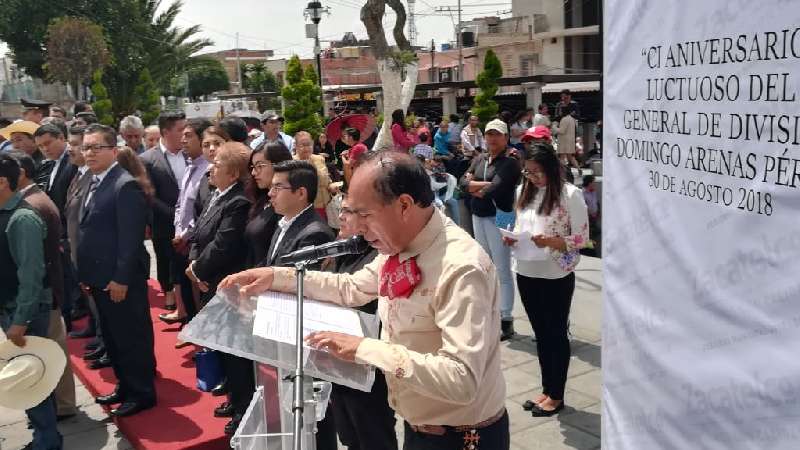 Recordar valor y lealtad Domingo Arenas, pide edil de Zacatelco