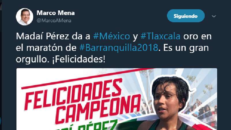 Felicita Marco Mena a Madaí Pérez por su medalla de oro