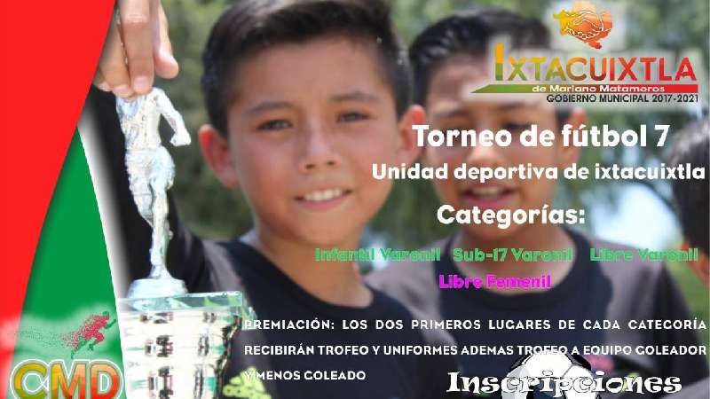 Torneo de fútbol 7 los días Viernes Ixtacuixtla