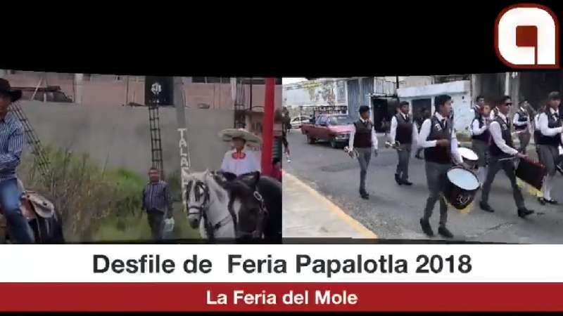 Desfilan contingentes en Feria Papalotla 2018