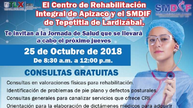 Smdif de Tepetitla y CRI Apizaco invitan a Jornada de Salud