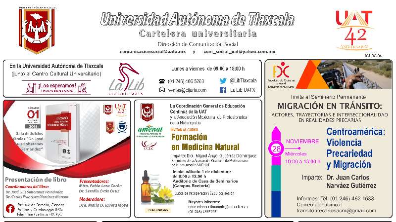 Cartelera UAT correspondiente al martes 27 de noviembre de 2018