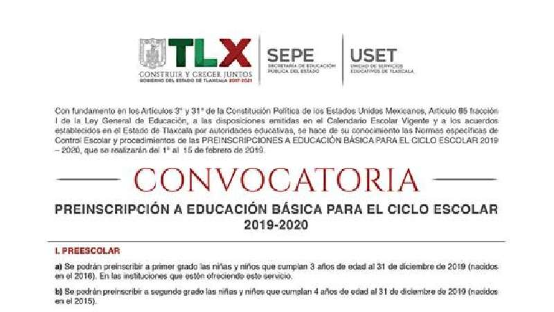 Convocatoria preinscripción 2019 - 2020 