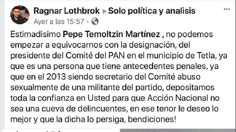 Que PAN no sea cueva de delincuentes, piden a dirigente