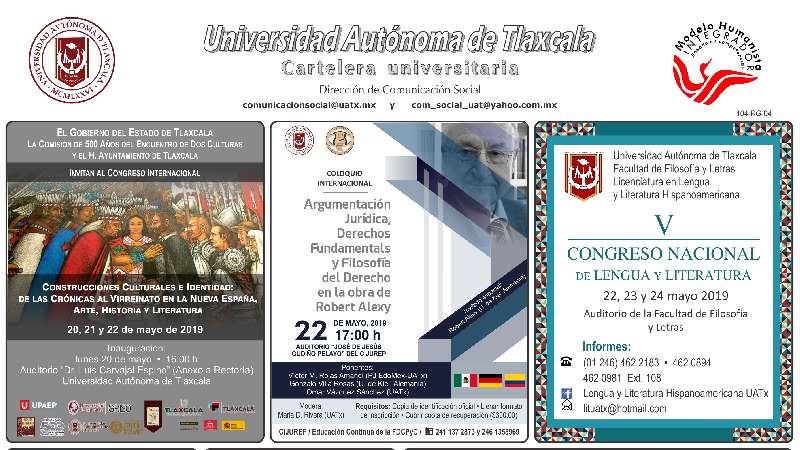 Cartelera UATx correspondiente al martes 21 de mayo de 2019