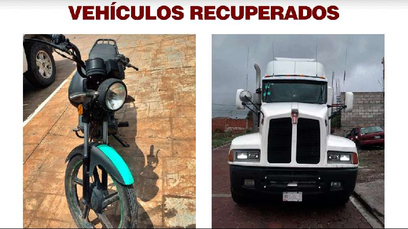 Recupera PGJE tractocamión y motocicleta con reporte de robo