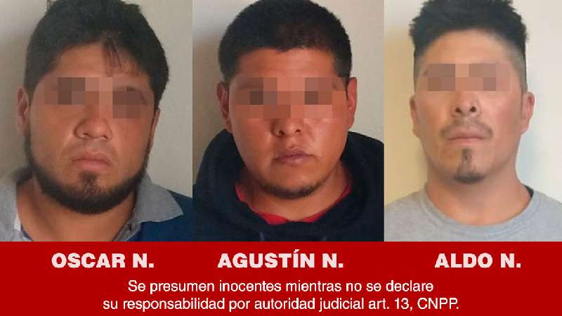 Asegura PGJE a tres imputados por robo de tractocamión