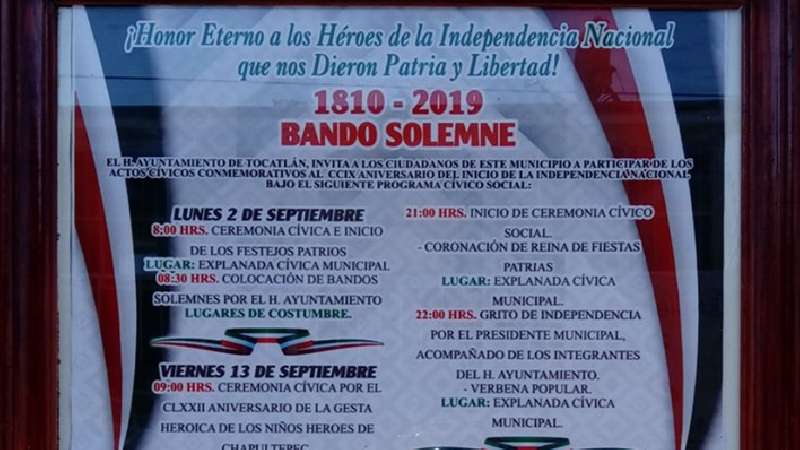 Actividades del mes patrio en Tocatlán
