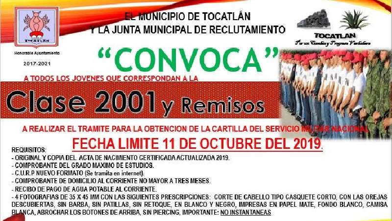 Tramites de servicio militar en Tocatlán