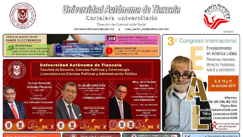 Cartelera UATx correspondiente al martes 8 de octubre de 2019