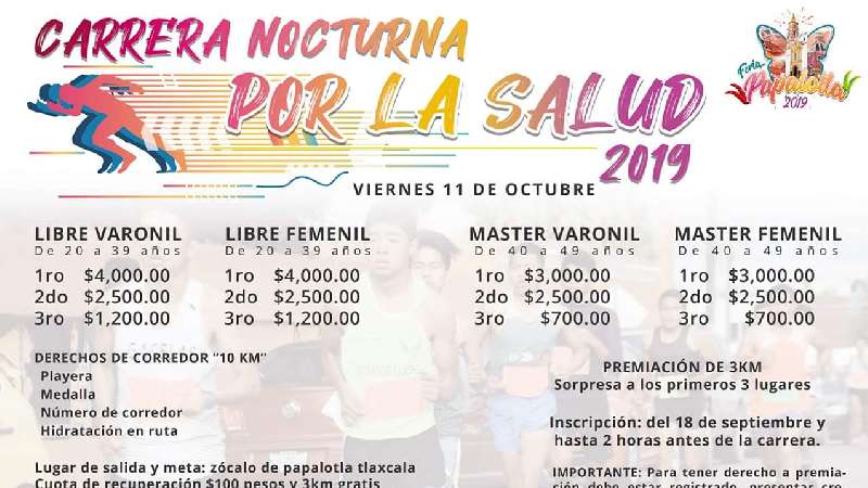 Papalotla te invita a la carrera nocturna 