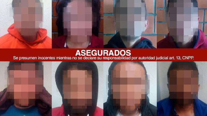 Captura PGJE, SSC y policía de Apizaco a 8 personas