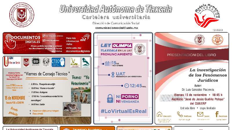 Cartelera UATx correspondiente al jueves 14 de noviembre de 2019