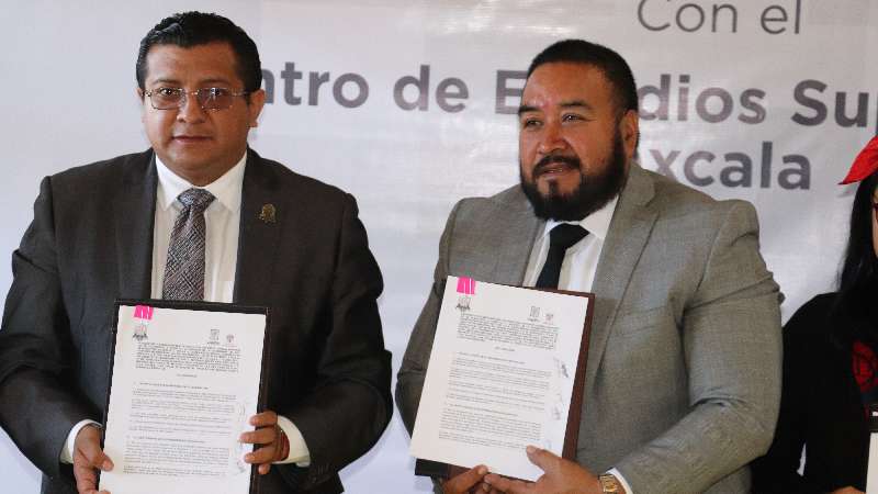 Firman Xicohtzinco convenio con el Centro de Estudios Superiores 