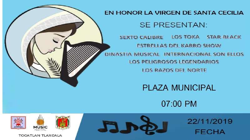Festividad en honor a la virgen de Santa Cecilia en Tocatlán