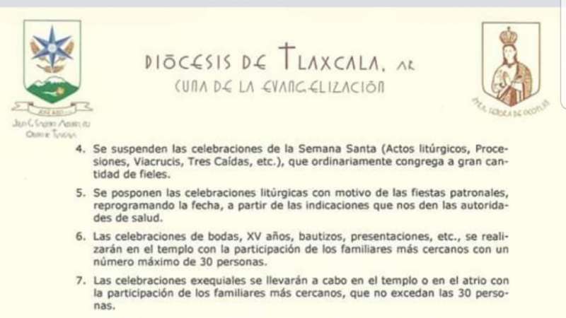 No habrá Semana Santa ni misas en Tlaxcala, obispo las suspende p