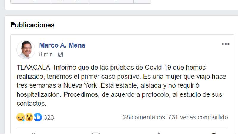 Tlaxcala ya no está en blanco, gobernador confirma primer caso de Cor...