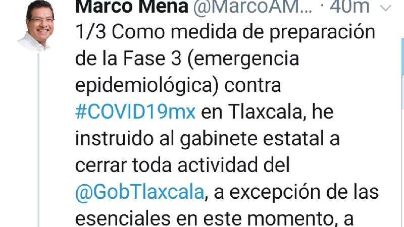 Adelantan fase 3 en Tlaxcala por Covid-19, suspende gobierno todas sus...