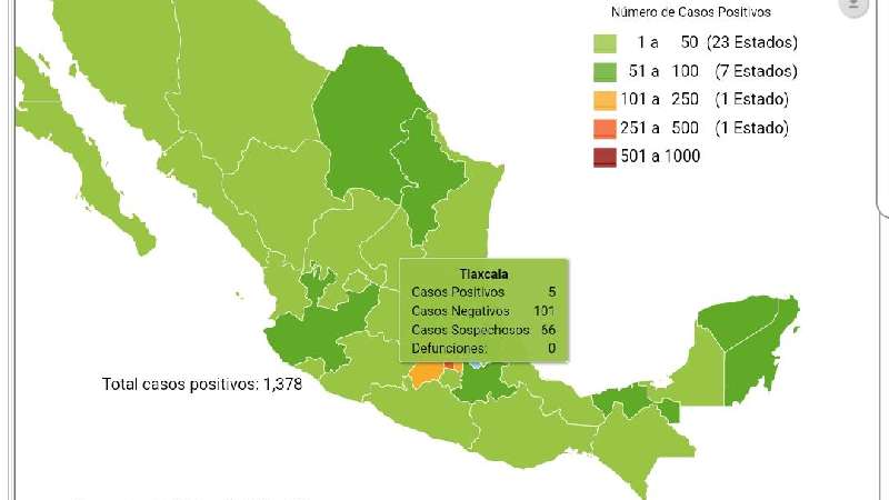 Otro caso de Covid-19 es confirmado en Tlaxcala, suman 5 en total