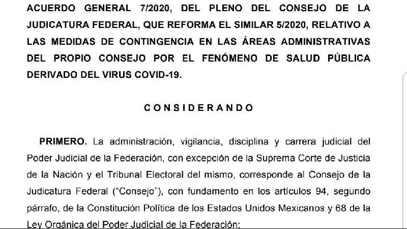 Adopta nuevas medidas restrictivas el Consejo de la Judicatura Federal...