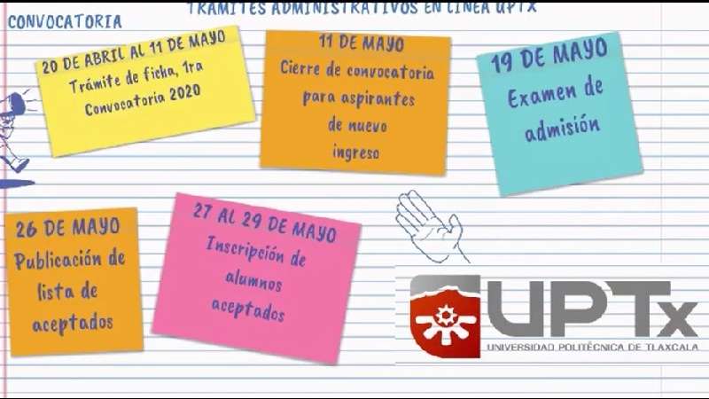 UPTx Da a conocer fechas de trámites en línea para alumnos y aspiran...