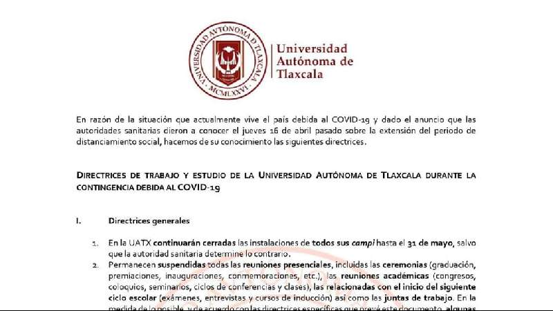 Hasta próximo semestre habrá clases presenciales en UATx terminarán...