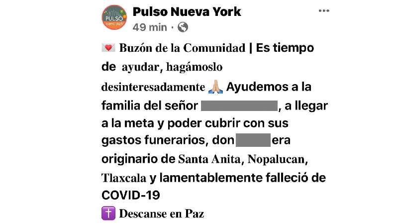 Tlaxcalteca originario de Nopalucan fallece en Nueva York por Covid-19...