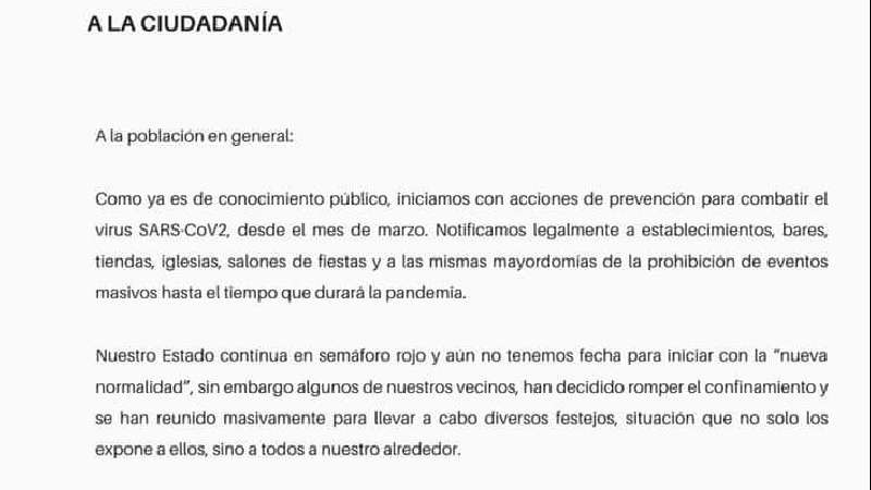 Habrá denuncias penales en Ixtenco para quien realice reuniones masiv...