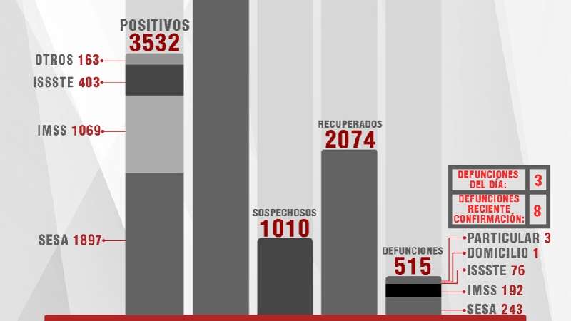 Confirma SESA 27 personas recuperadas, 33 casos positivos y 3 fallecim...