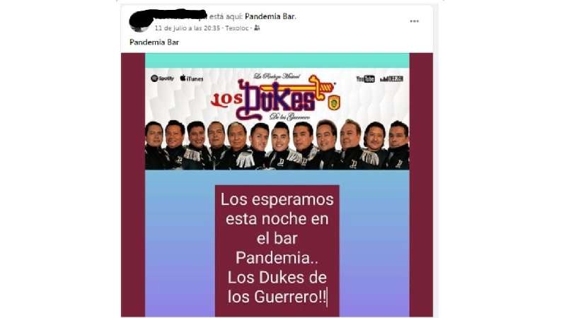 Denuncian que bar en Texoloc se mantiene en servicio y sin restriccion...