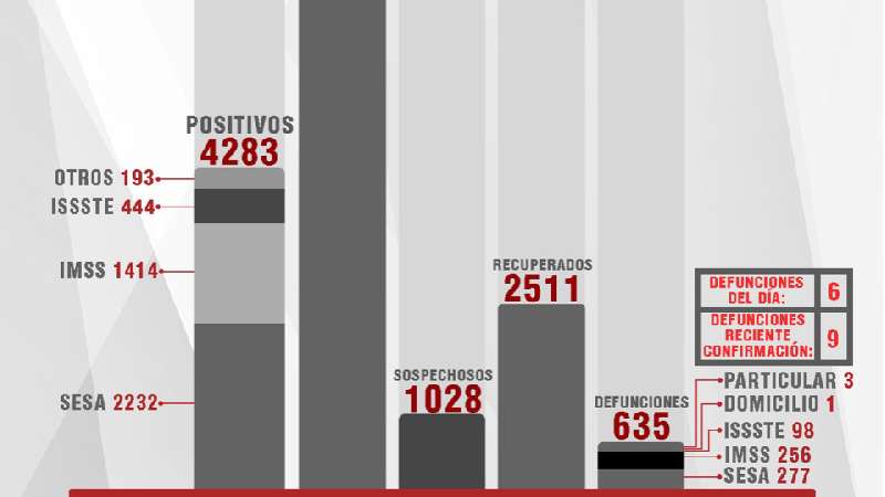 Confirma SESA 50 personas recuperadas, 68 casos positivos y 6 fallecim...