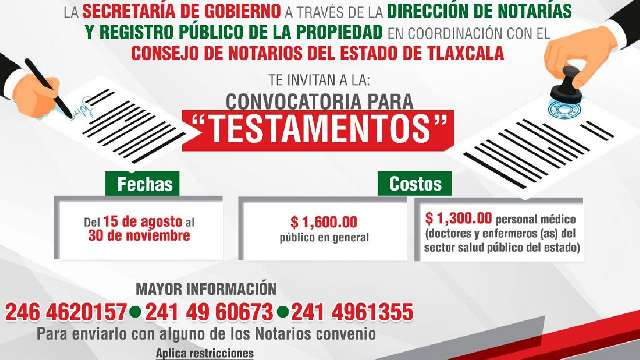 Gobierno del estado realizará campaña estatal de testamentos