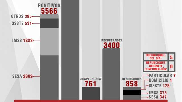 Confirma SESA 45 personas recuperadas, 5 defunciones y 48 casos positi...