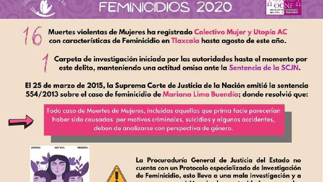 Feminicidios en 73% del territorio tlaxcalteca