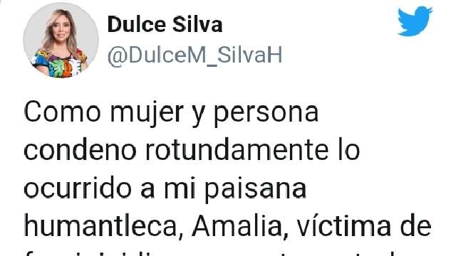 Feminicidio de Amalia en Huamantla es condenado por Dulce Silva
