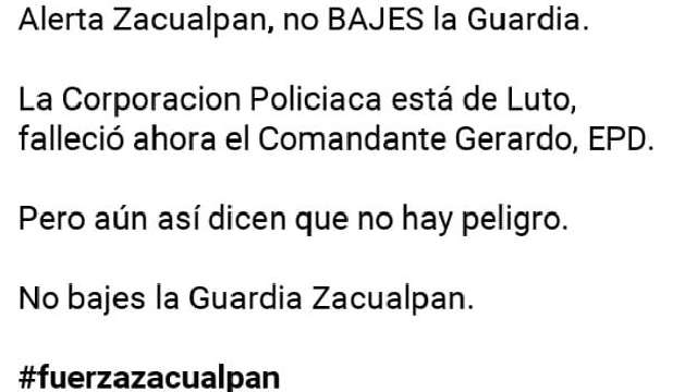 Reportan muerte de comandante de policía de Zacualpan, sería por Cov...