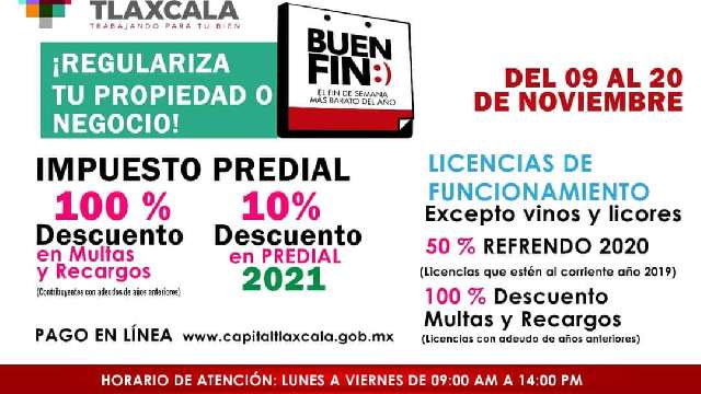 Ayuntamiento de Tlaxcala entra al Buen Fin, dará hasta 100 % de descu...